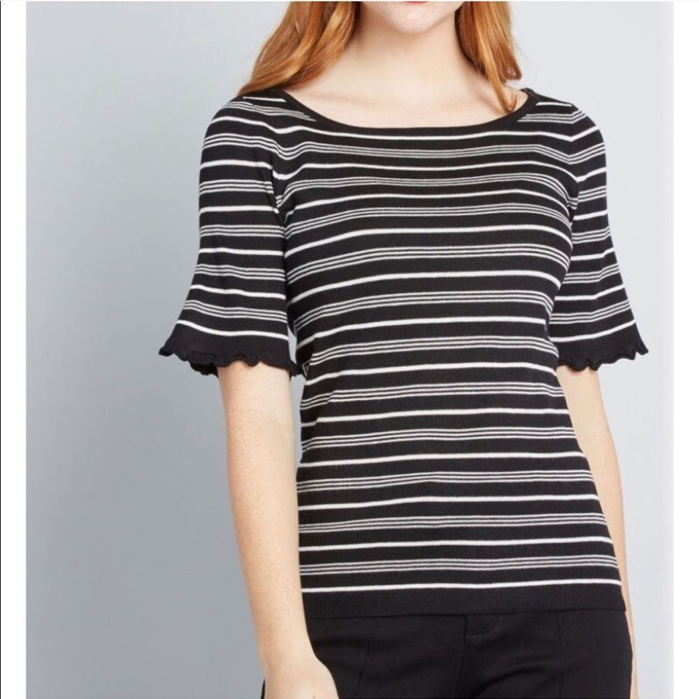 ModCloth Stripe Short Sleeve Sweater